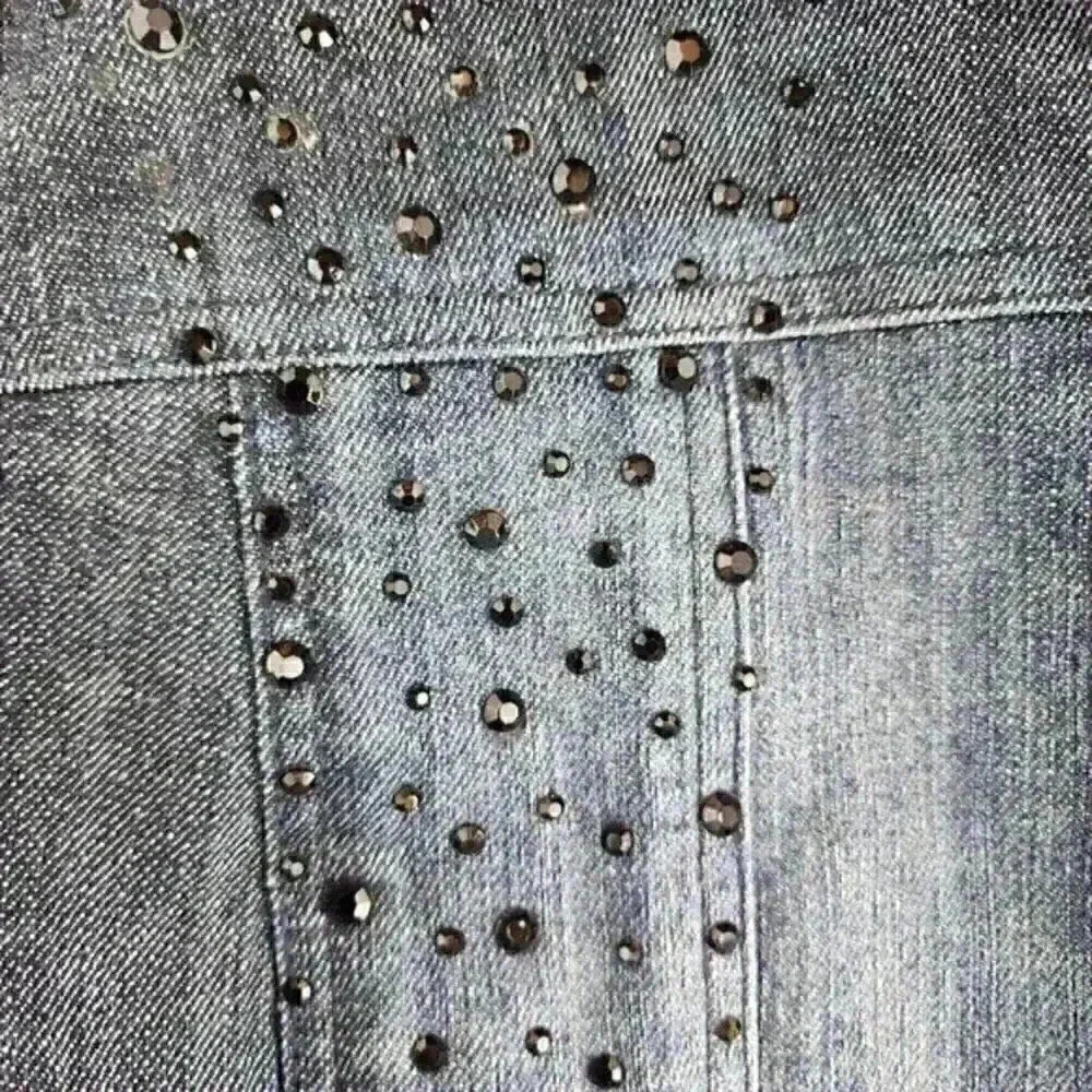 Chico's‎ Platinum Button Stud Denim Jacket Women's 1/ M - Picture 6 of 11